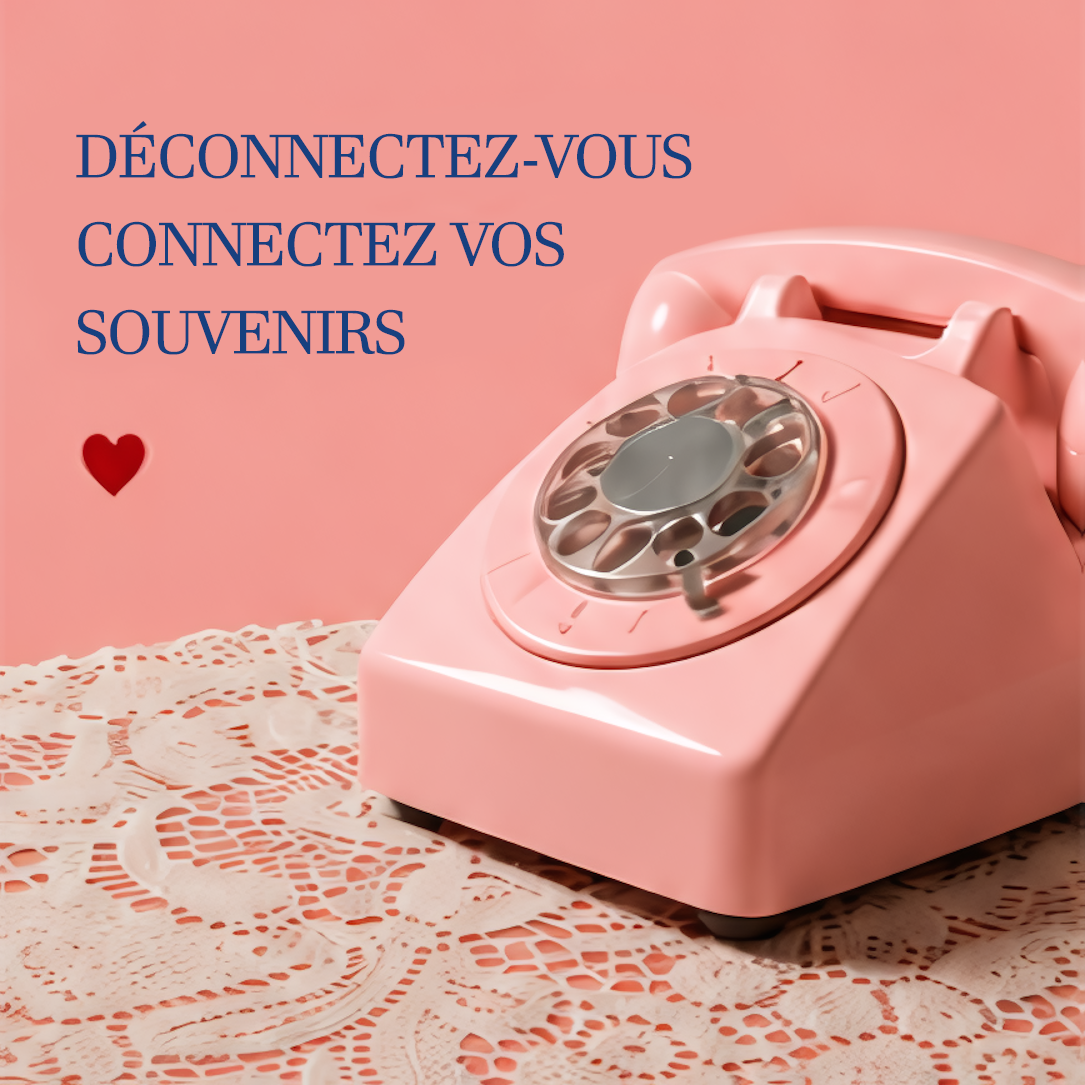 Téléphone vintage rose Allô Souvenirs
